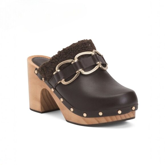 MAJE Leather Dora Clog Heels Women's Size 38 New in Box - Picture 8 of 9